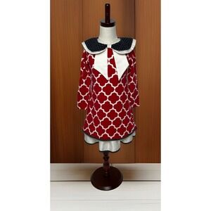 Counting Daisies Girls 100% Cotton Size 6 Long Sleeve Dress Red White Blue Churc